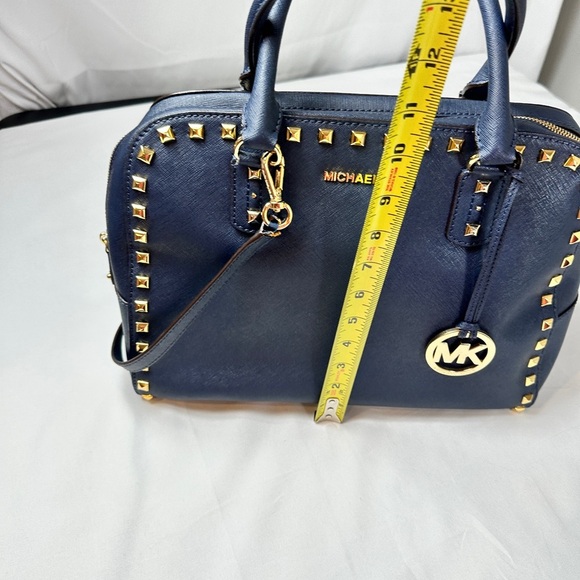 Michael Kors Large TZ SELMA STUD Satchel Bag NAVY Blue Saffiano Leather - Picture 5 of 12